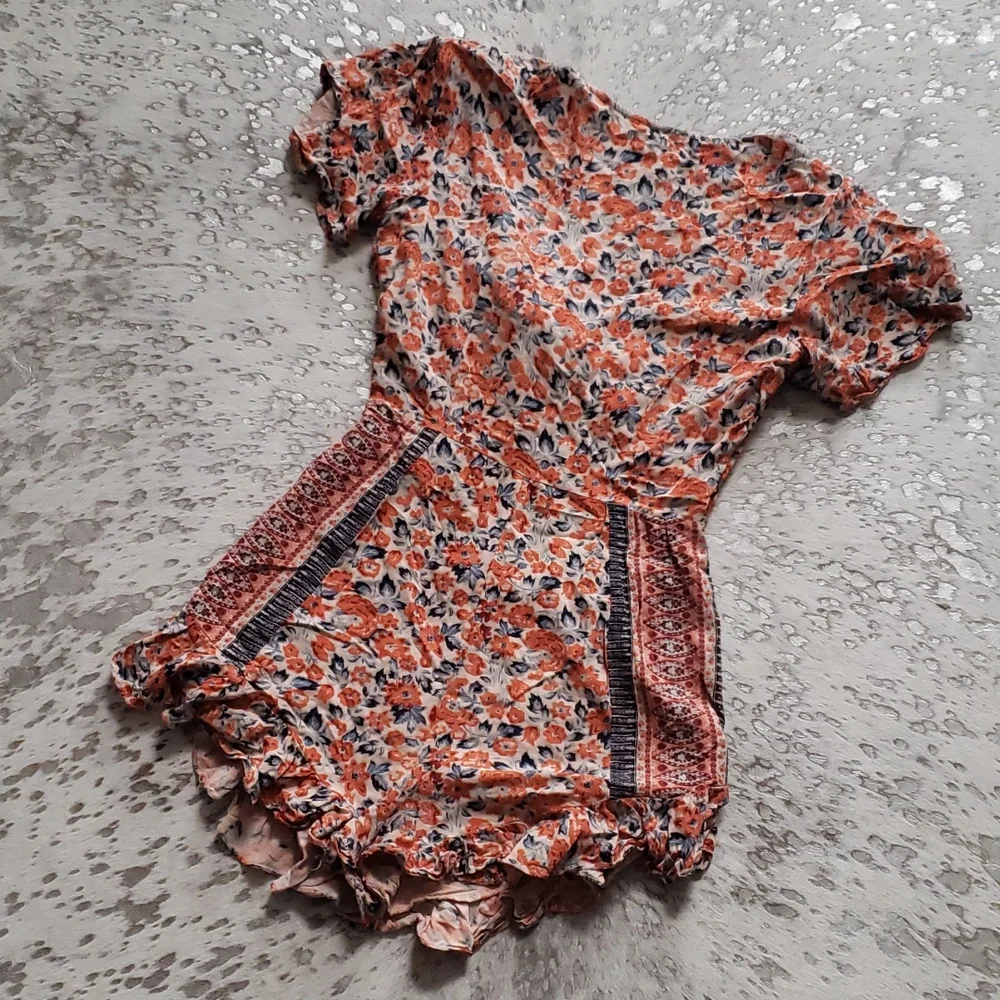 Free People Surf Date Floral Tie Romper Sz12 - Picture 8 of 9